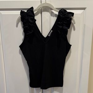 Elegant Black Ruffled Women's Top